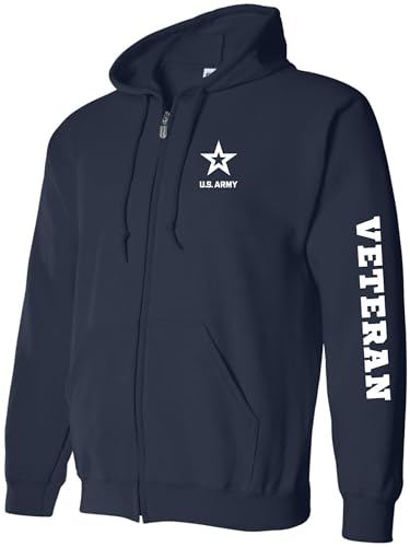 zerogravitee Army Veteran White Sleeve Print Full-Zip Hooded Sweatshirt