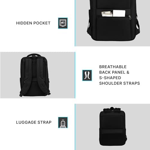 Image of F Gear Brussels Black 21L Premium Laptop Backpack | Fits 17 inch Laptop | USB & Type-C Charging Ports | Lightweight with Tablet Sleeve, 3 Compartments & a Hidden Pocket | Ideal for Office & Travel
