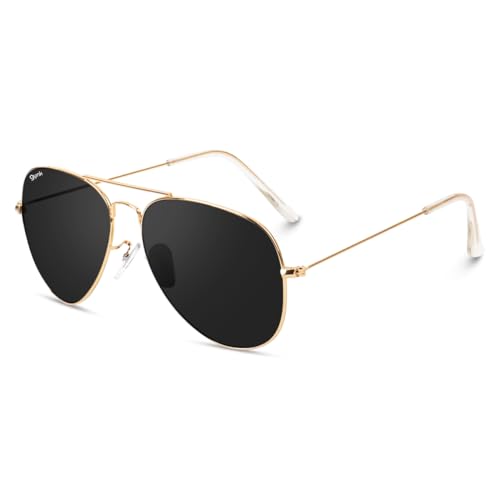 Image of GYNK Men's Aviator Sunglasses | Toughened Glass Lens | UV400 Protection | Lightweight Metal Frame Pilot Sunglasses for Driving, Travel, Outdoor Activities & Daily Wear