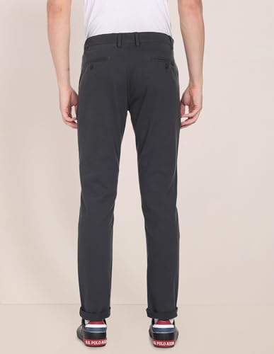 Image of U.S. Polo ASSN. Men's Regular Solid Textured Austin Trim Fit Mid Rise Casual Trousers