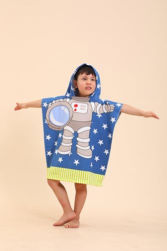 Image of TEHALK Kids Hooded Beach Towels, Soft & Absorbent, Quick Dry, Machine Washable, Astronaut1 Pattern, 24 inch x 24 inch Rectangular, 1 Count