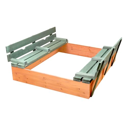 Badger Basket Wooden Sandbox with Lid & Benches - Large Outdoor S...