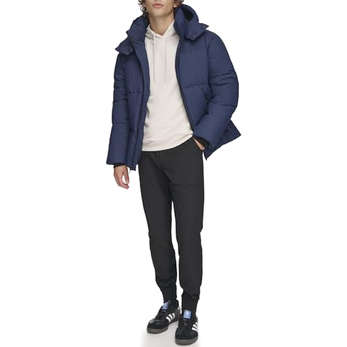 Image of DKNY Men's Quilted Tech Hooded Puffer