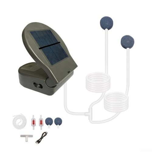Kit de pompe à oxygène solaire, 3 modes réglables, aérateur de bassin solaire avec grande batterie de 2600 mAh, pompe aérateur portable d'extérieur pour étangs, aquariums, aquariums