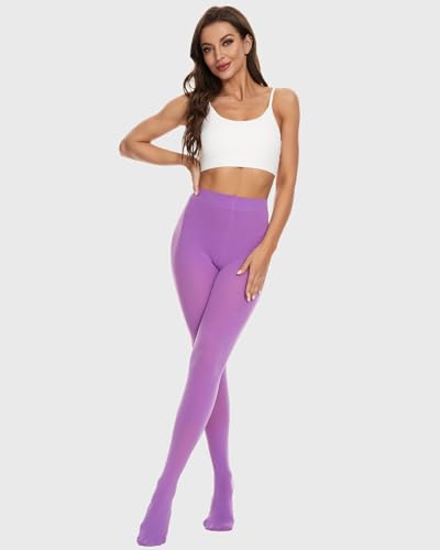 Image of DUCMODA Womens 80 Denier Opaque Tights, Women's Soft Solid Color Footed Pantyhose, High Waist Stocking with 30+ Colors