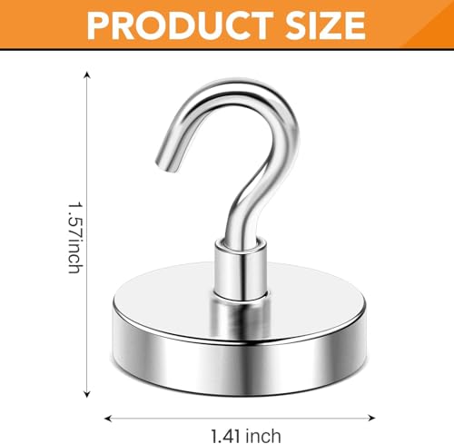 Image of DIYMAG Magnetic Hooks,170lbs Heavy Duty Magnets with Hook Silver 6 Pack | Rare Earth N52 2026 Cruise Cabin Ship Essentials for Fridge Hanging Classroom Beach Vacation Kitchen Grills Home Must Have