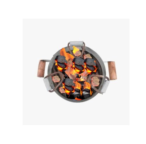 Image of Iron Sigdi /Angeethi /Sigadi Traditional Heavy Duty Stove /Tandoor | Wooden Handles, Iron Ashtray /Heater /Chulha, Iran