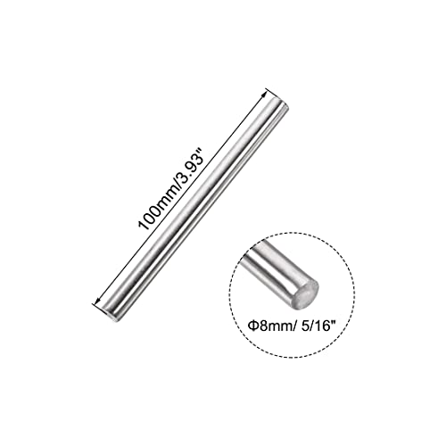 Image of uxcell 8mm x 100mm 304 Stainless Steel Solid Round Rod for DIY Craft - 2pcs