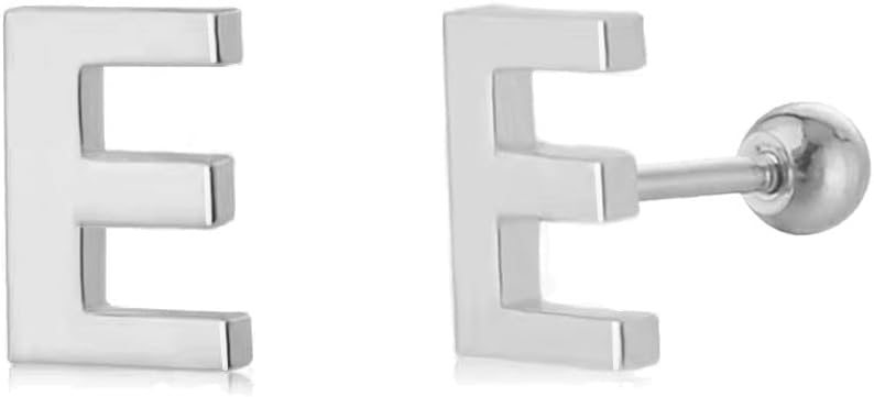 18G Tiny Initial Stud Earrings for Women Girls 925 Sterling Silver 14K Gold Plated Hypoallergenic Cute Small Alphabet Letter Cartilage Tragus 3mm Ball Screw Back Piercing Sensitive Ear