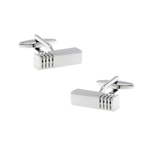 Mancuernillas rectangulares plateadas para hombre miniatura 1