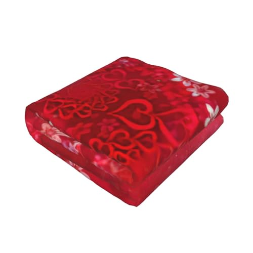 Couverture lit Saint-Valentin fleurs rouges microfbre