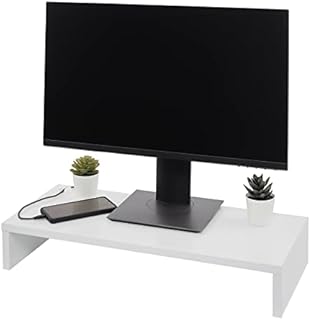 Iris Ohyama, Monitor Stand/Desktop Monitor Stand/Wood Monitor Stand Riser/Monitor for Laptop, Ergonomic,Computer size: 27 cm,Modern, Office,Notebook,PC - Monitor Stand Basic - MS-590B - White Oak