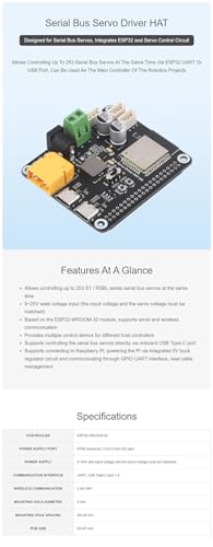 HAT de servos para Raspberry Pi con control ESP32 y comunicación dual cableada e inalámbrica 6