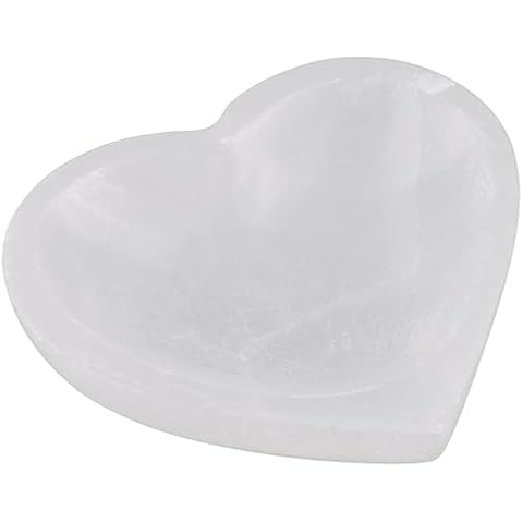 Wish Well Heart Selenite Bowl for Crystals Charging – 4" Selenite Crystal Bowl – Mined and Crafted in Morocco – Ideal for Cleansing and Recharging Crystals and Healing Stones, Meditation, and Decor Cover