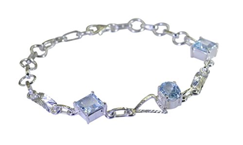 Topaze bleue bracelet argent 925 anti-ternissement pour peau sensible Gcb046