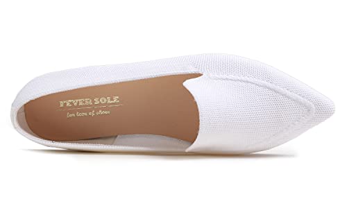 Image of FEVERSOLE Women's Woven Pointy Fashion Cutouts Breathable Knit Flat Shoes