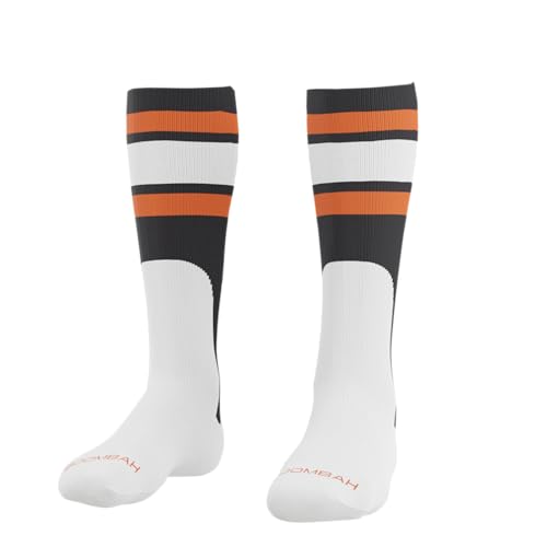 Boombah Striped Mock Stirrup Grand Slam Socks Black/White/Orange - Size Intermediate/Medium
