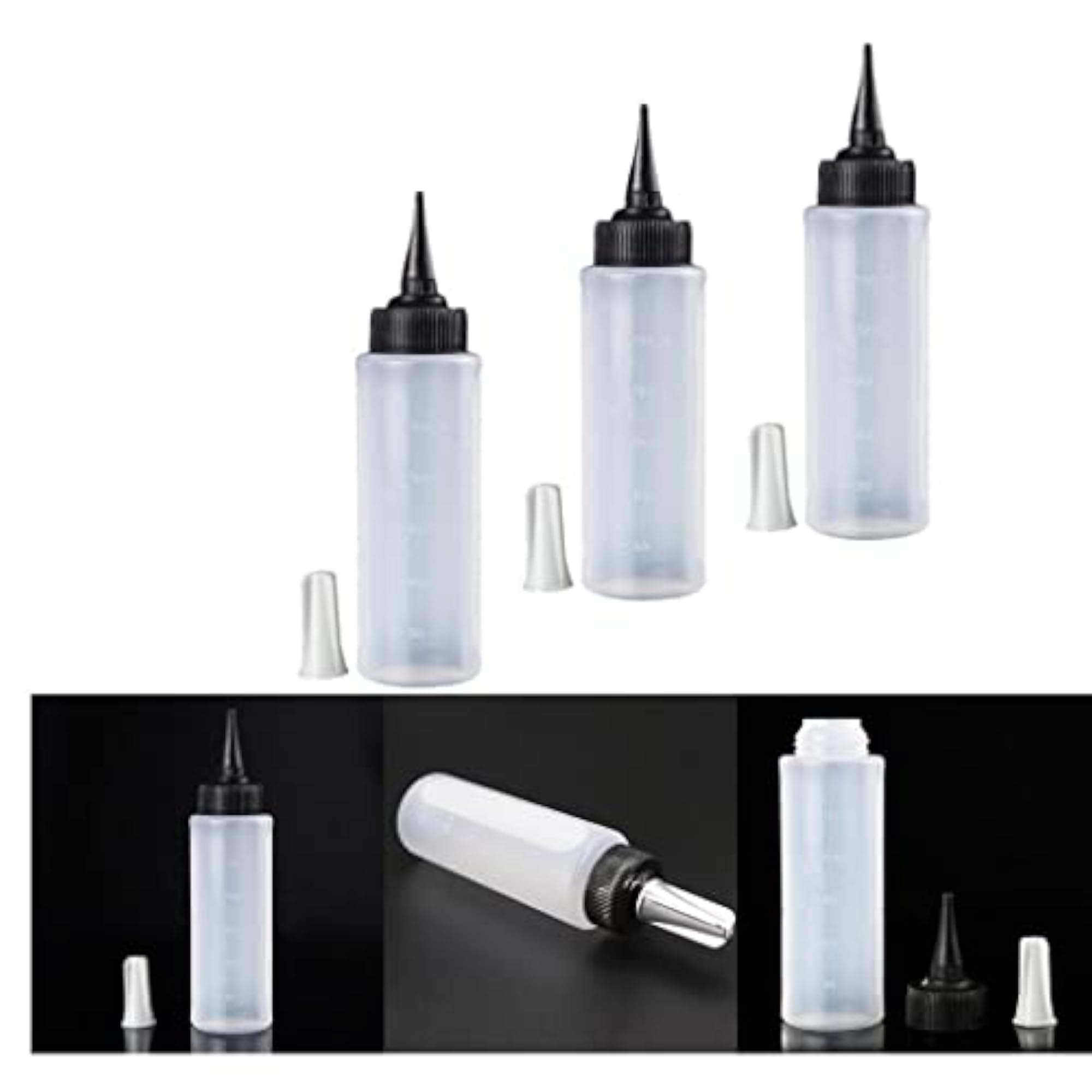 3pc 150ml Empty PVC Salon Hair Color Applicator Bottles