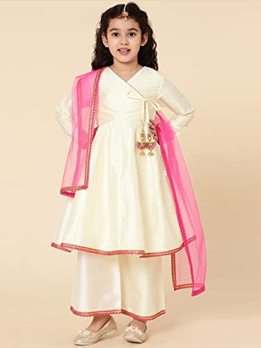 Image of A.T.U.N. (ALL THINGS UBER NICE) Girl's Cotton Anarkali Knee Length Kurta Pant with Dupatta Set