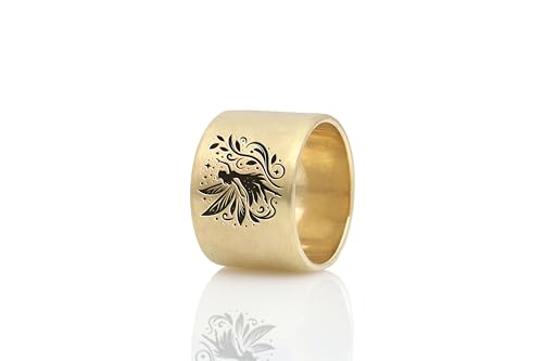 Bague cosplay fée large brossée et magique avec gravure féerique - 4