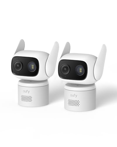 Image of eufy Wired Cam C31 2-Pack, 360 Coverage w /Pan and Tilt, Indoor /Outdoor Security Camera, Auto Tracking, No Monthly Fee, Color Night Vision, AI Human /Vehicle /Pet /Cry Detection, IP66, 24 /7 Recording