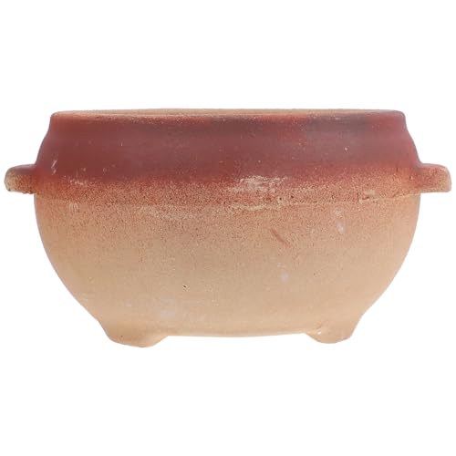 HOUDERCO Olla de Barro para Cocina Resistente a Alta Temperatura de 700ml sin Tapa, Diseño Liso Multifuncional Adecuado para Cocinar Hogar