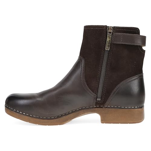Image of Dansko Monique Women's Equestrian-Inspired Ankle Bootie -Leather & Suede Low-Heel Boot with Classic Hardware and All-Day Comfort & Support