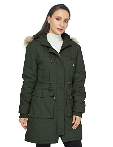 Wenven Women's Winter Warm Coat Fleece Cotton Military Jacket (Army Green, S) #TOP2