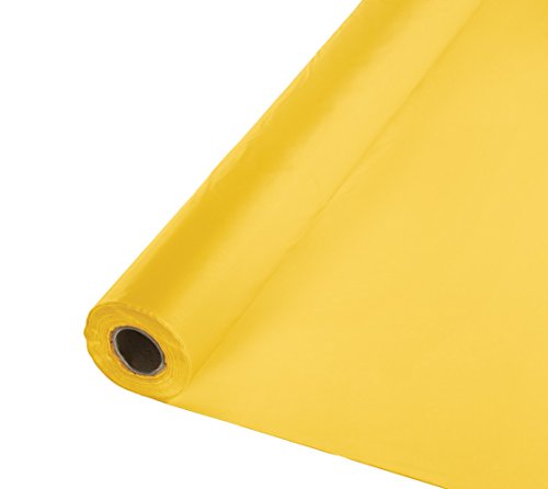 Creative Converting Touch of Color Banquet Roll Plastic Table Cover, 100-Feet, School Bus Yellow -