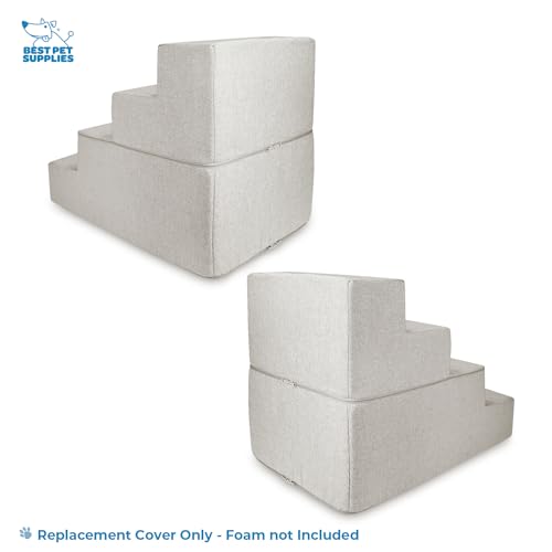 Image of Best Pet Supplies Dog Stairs & Steps - Foam Steps for Small Dogs & Cats, Non-Slip Indoor Balanced Pet Step Support, Dog Ramp, No Assembly, Sand, Foldable 4-Step (22-inch Height)