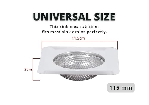 Image of Giffy 11.5cm Stainless Steel Square Kitchen Sink Strainer Jali, Anti Clogging, Vegetable Hair Catcher Basin Basket Filter Drainer for Home Office Hotel 1 Pcs