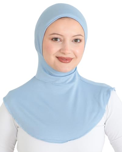 Prien Sport Hijab For Women, Muslim Head Scarf, Flexible Turban Girls, Chic Islamic Wear For Gym, Neck Collar Bonnet Viscose (Light Blue)