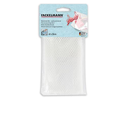 Fackelmann 686365 Red de lavado para ropa delicada, red de ropa delicada, red para lavadora, plástico, blanco, 40 x 50 cm