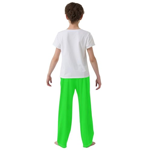 ZZXXB Bright Green Boys Long Pants Soft Trousers Elastic Waist Kids Lounge Bottoms with Pockets S-XL3