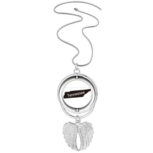 Collier carte des États-Unis anti-noircissement avec pendentif ailes d'ange légères