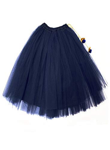 Image of A.T.U.N. Girl's Synthetic Lehenga Choli (GLHG DST NVY Multi-Navy 4-5 Years)
