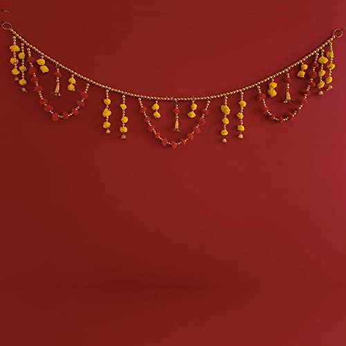 Image of Handmade Door Hanging Round Moti Style Bandarwal Toran (TMR-04) -Diwali New Year Inauguration Wedding Festival Home Decor Pooja (40 Inch X 6 Inch)
