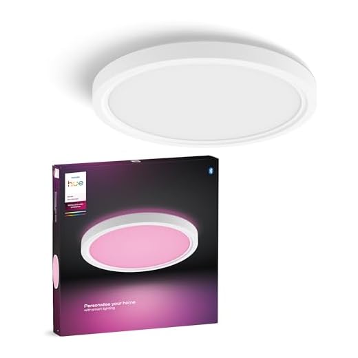 Philips Hue Devote Panneau LED connecté, White and Color Ambiance, Rond 30 cm, 16,6W, 2000 lumens, Cadre blanc pour éclairage intérieur, plafond, salon, cuisine, couloir