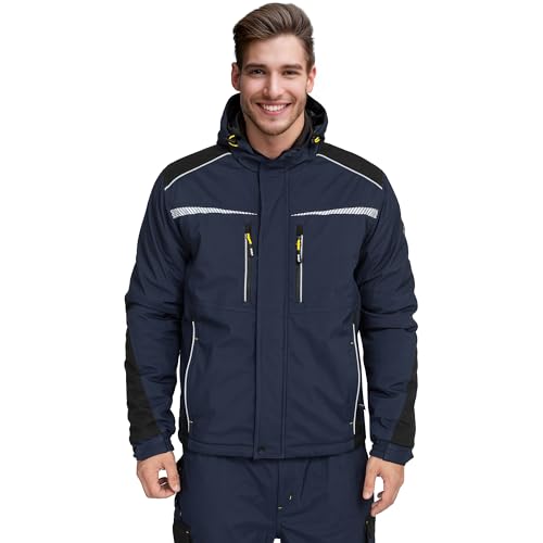 BWOLF DAYTONA ICE Arbeitsjacke Herren Winter Softshell Jacke Herren Reflektierende Arbeitsjacke Herren (DE/NL/SE/PL, Alphanumerisch, M, Regular, Regular, Blau)