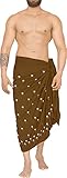 LA LEELA Men's Swimsuit Cover Up Beach Wrap Hawaiian Sarongs One Size Brown_D701
