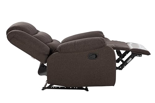 Image of Urban living - Illinois Single Seater Fabric Manual Recliner | 1 Seater Sofa | Single Sofa Recliner | 1 Seater Chair Sofa | 1 Year Warranty | Dark Brown