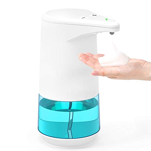 Aucma Dispensador de Desinfectante Manos, 350ml Dispensador Jabon Automático Sensor Sin Contacto con Impermeable IPX4, Recargable Dosificador Jabon Espuma para Cocina Baño