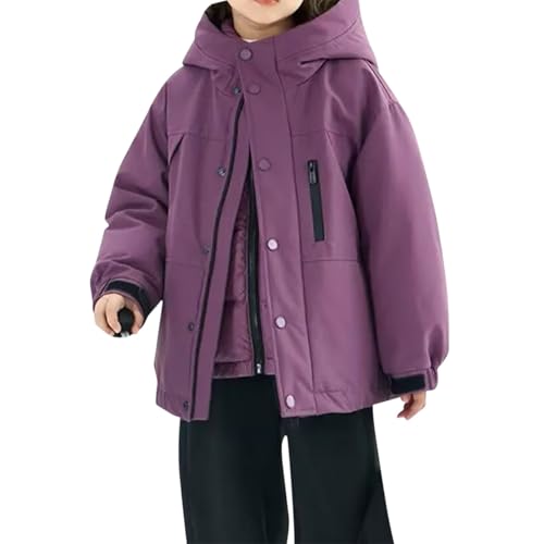 Girls Jacket,Kids Girl Jacket 3 in 1 Detachable Fleece Liner Windproof Waterproof Lightweight Coat with Hood Winter Outwear 5-14 Years