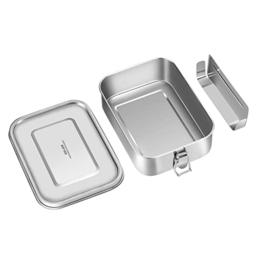 G.a Homefavor Divided Stainless Steel Bento Box, 2 Compartments Lunch Box, Lock Clips Design, 1200Ml Metal Lunch Box Containers, Steel Lunch Box, Sandwich Container - Dishwasher Safe - Leak Proof #TOP1