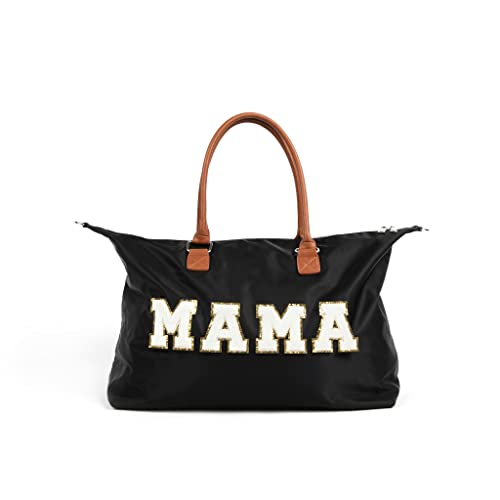 Image of Mommy Bag for Hospital - Nylon Travel Tote Bag for Mom w/Leather Handles, Detachable Strap