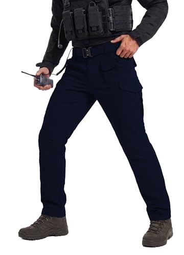 TruVat Mens Work Pants Cargo Tactical Construction Pants Ripstop Waterproof Outdoor Hiking with Pockets Navy Blue 36W x 30L