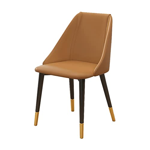 SJIALEN 1 Pcs Dining Chairs, Modern Water Proof PU Leather Living Room Chairs with Metal Legs Bedroom Balcony Lounge Chair Kitchen Chair (Color : Coffee, Size : Metal feet)