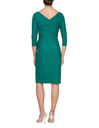 Alex Evenings Women's Slimming Short Sheath 3/4 Sleeve Cocktail Dress, Wedding Guest,(Petite and Regular Sizes)2
