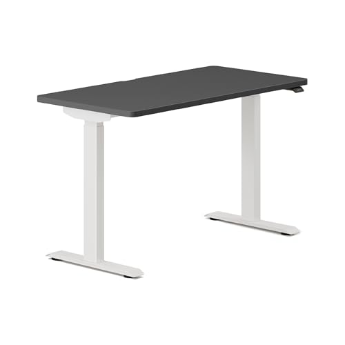 Image of Branch Duo Standing Desk, Adjustable Standing Desk with 20 inch Range | OLED Control Panel, Frameless Design and Compact Size Suitable for Many Spaces, 48 Inches, White Base, Charcoal Top
