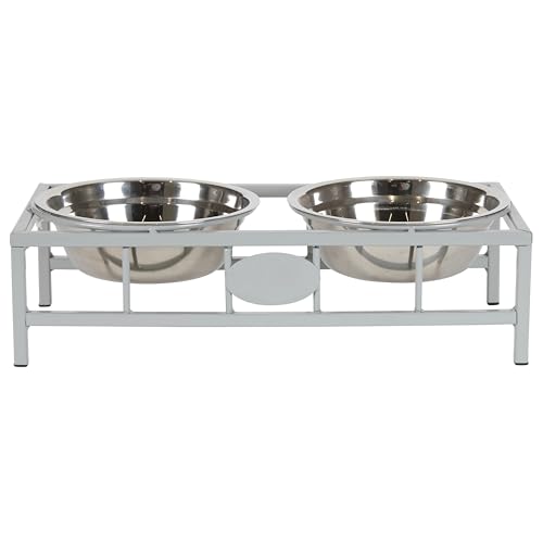 AKC Elevated Dog Bowls with Stand – Stainless Steel Double Bowls for Medium & Large Dogs – 7" Wide, Non-Slip Base, Dishwasher Safe, Reduces Neck Strain & Joint Pressure